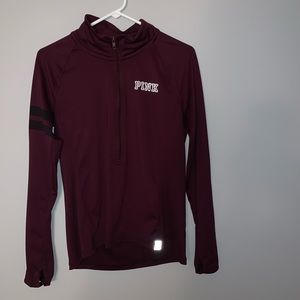 Maroon Victoria’s Secret pink 3/4 zip pull over